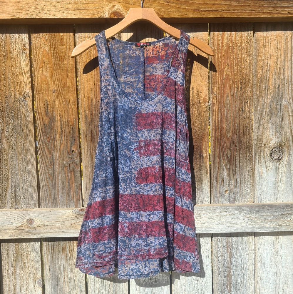 T Party American Flag Blue and Red Women's Top